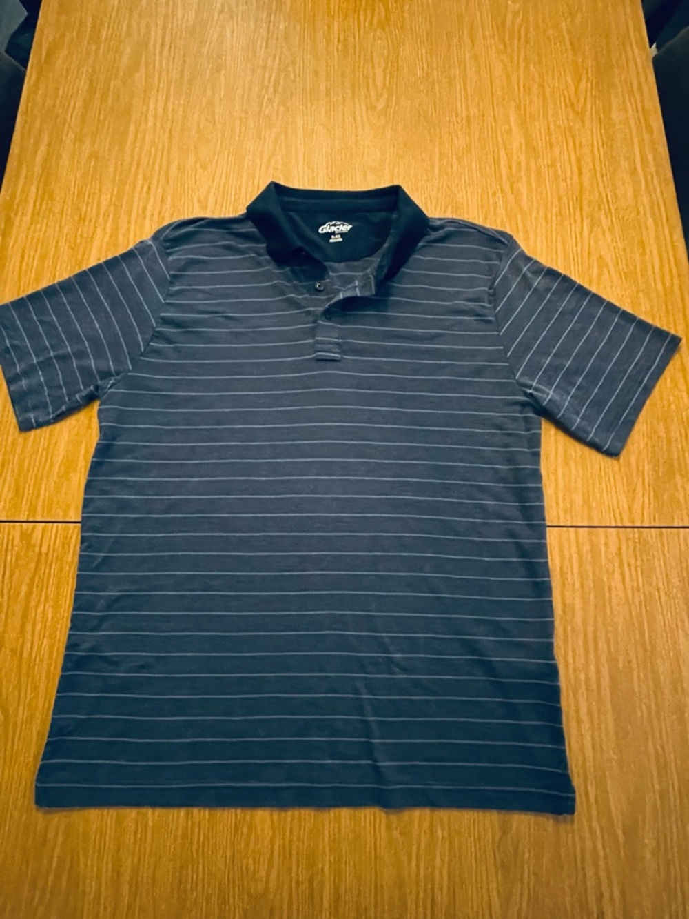 Men's Navy Stripe Polo Shirt with Subtle Light Blue Lines
